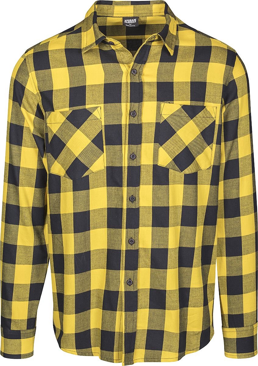 Urban Classics Checked Flannel Heren Flanellen overhemd – M Zwart