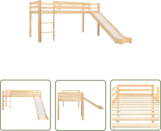 Moimhear Hoogslaper, 90 x 200 cm, met veiligheidsladder, bedframe van Moimhear Hoogslaper, 90 x 200 cm, met veiligheidsladder, bedframe van