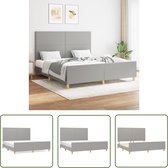 The Living Store Cadre de lit - Comfort Sleep - Encadrements de lit - 203 x 166 x 118/128 cm - Gris clair - Tissu (100% polyester) - bois de mélèze - contreplaqué