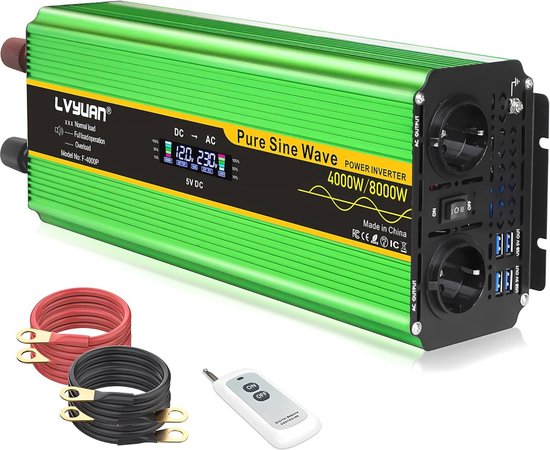 Onduleur 4000W Pur Sinus - Convertisseur 12V à 230V Avec écran LCD - NEUF