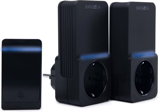 Bangosa Draadloze deurbel met 2 ontvanger inclusief stopcontact - Ontvangers zonder batterijen - Waterdicht - Zwart