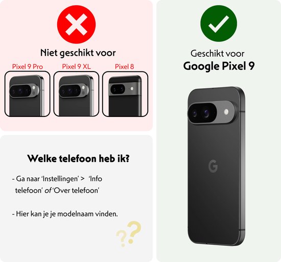 Étui pour Google Pixel 9 Case Book Case Cover Wallet Cover avec 2x protecteur d'écran - Étui pour Google Pixel 9 Case Bookcase Cover - Zwart