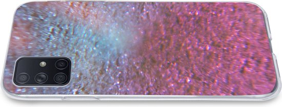 Telefoonhoesje Geschikt voor Samsung Galaxy A51 5G hoesje - Roze - Glitter - Abstract - Design - Blauw - Siliconen Telefoonhoesje Telefoonhoesje