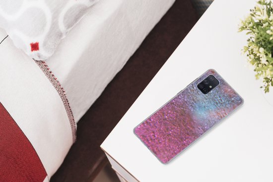 Telefoonhoesje Geschikt voor Samsung Galaxy A51 5G hoesje - Roze - Glitter - Abstract - Design - Blauw - Siliconen Telefoonhoesje Telefoonhoesje