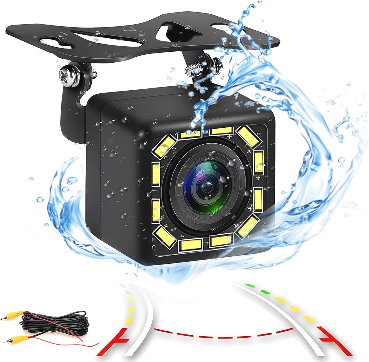 Auto Achteruitrijcamera met Nachtzicht en Groothoek 170°, IP66 en 12 LED's