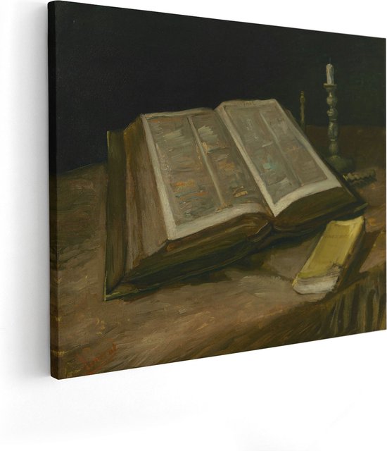 Artaza Canvas Schilderij Stilleven met Bijbel - Vincent van Gogh - 100x80 - Groot - Kunst - Wanddecoratie Woonkamer