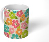 Mok - Koffiemok - Hibiscus - Tropisch - Design - Mokken - 350 ML - Beker - Koffiemokken - Theemok