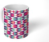 Mok - Koffiemok - Geometrie - Design - Paars - Mokken - 350 ML - Beker - Koffiemokken - Theemok