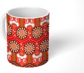 Mok - Koffiemok - Rood - Design - Bloemen - Mokken - 350 ML - Beker - Koffiemokken - Theemok