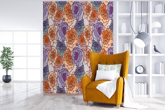 Behang - Fotobehang Patroon - Bloem - Art Nouveau - Breedte 195 cm x hoogte 260 cm
