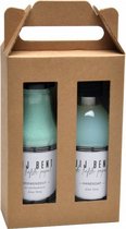 giftset Message on a bottle groen/wit 2-delig