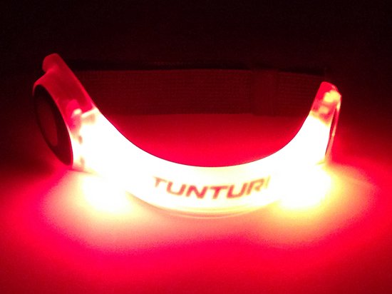 Tunturi Hardloop verlichting Armband - LED verlichting voor om je armen - Hardlopen - Hardloop lampjes - Water resistant - Inclusief batterijen - Kleur: Rood - Tunturi