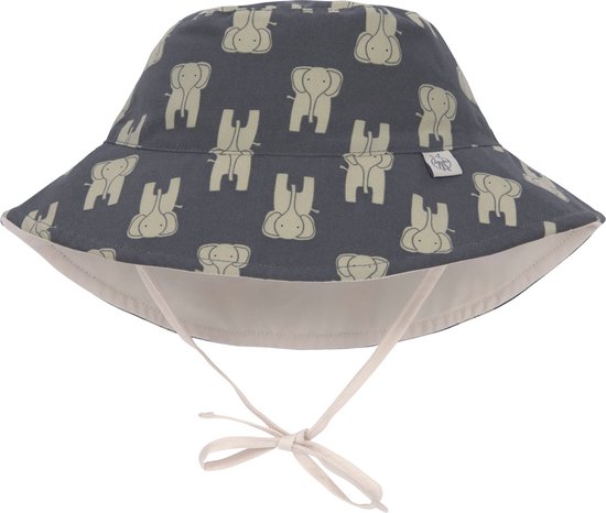 Lässig - UV-Beschermende bucket hoed voor kinderen - Olifant - Dark Grijs - maat S (43-45cm)