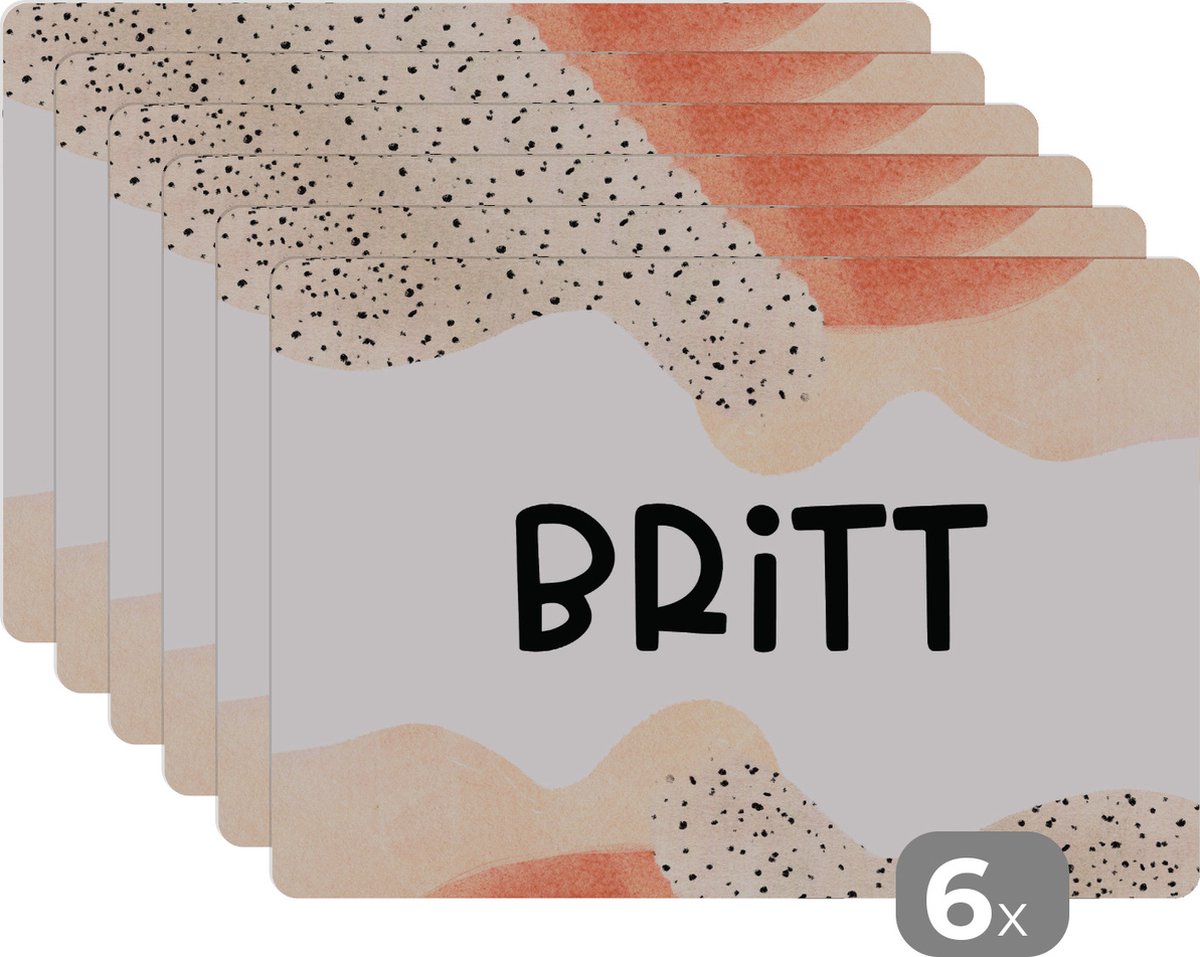 Placemat - Placemats kunststof - Britt - Pastel - Meisje - 45x30 cm - 6 stuks - Hittebestendig - Anti-Slip - Onderlegger - Afneembaar