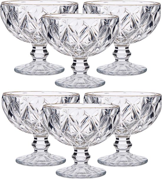 Glazen dessertkommen van 300 ml met lepels, set van 12 stuks, kristallen ijskommen voor ijscoupes, salade, snack, snoep, fruit, milkshakes, sherbet, trifle voetkom parfait-glazen, decoratieve garnalen