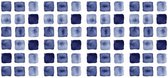 muursticker Blue Watercolour Blocks vinyl 72-delig