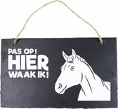 waakbord Paard 15 x 25 cm leisteen zwart