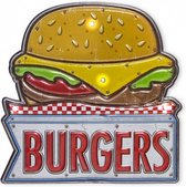 muurdecoratie Burger 17 cm PVC geel/rood