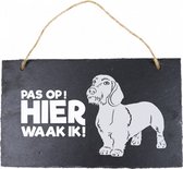 waakbord Dashond 15 x 25 cm leisteen zwart