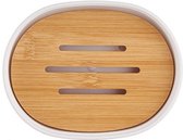 zeephouder 13 x 9,5 x 2,5 cm polypropyleen/bamboe wit