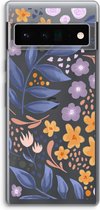 Case Company® - Google Pixel 6 Pro hoesje - Flowers with blue leaves - Soft Cover Telefoonhoesje - Bescherming aan alle Kanten en Schermrand