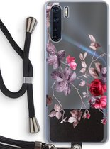 Case Company® - Oppo A91 hoesje met Koord - Mooie bloemen - Telefoonhoesje met Zwart Koord - Bescherming aan alle Kanten en Over de Schermrand