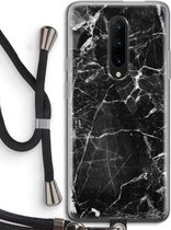 Case Company® - OnePlus 7 Pro hoesje met Koord - Zwart Marmer - Telefoonhoesje met Zwart Koord - Bescherming aan alle Kanten en Over de Schermrand