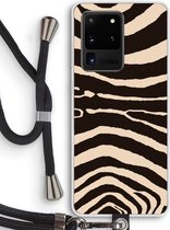 Case Company® - Samsung Galaxy S20 Ultra hoesje met Koord - Arizona Zebra - Telefoonhoesje met Zwart Koord - Bescherming aan alle Kanten en Over de Schermrand