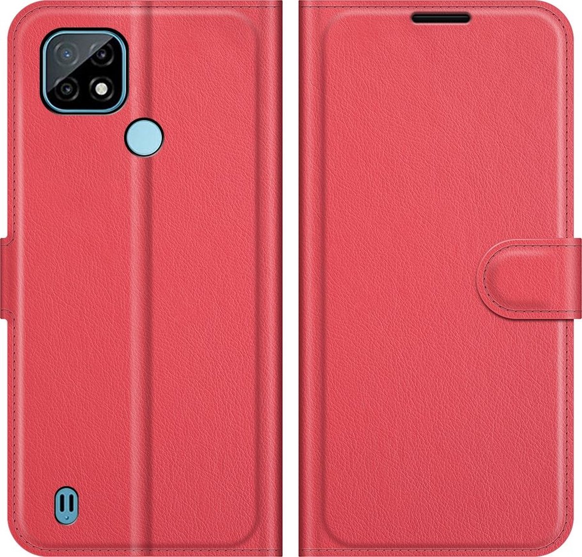 Mobigear Telefoonhoesje geschikt voor Realme C21 Hoesje | Mobigear Classic Bookcase Portemonnee | Pasjeshouder voor 3 Pasjes | Telefoonhoesje voor Pinpas / OV Kaart / Rijbewijs - Rood