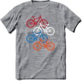 Amsterdam Bike City T-Shirt | Souvenirs Holland Kleding | Dames / Heren / Unisex Koningsdag shirt | Grappig Nederland Fiets Land Cadeau | - Donker Grijs - Gemaleerd - XL