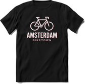 Amsterdam Bike Town T-Shirt | Souvenirs Holland Kleding | Dames / Heren / Unisex Koningsdag shirt | Grappig Nederland Fiets Land Cadeau | - Zwart - XL