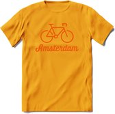 Amsterdam Fiets Stad T-Shirt | Souvenirs Holland Kleding | Dames / Heren / Unisex Koningsdag shirt | Grappig Nederland Fiets Land Cadeau | - Geel - S