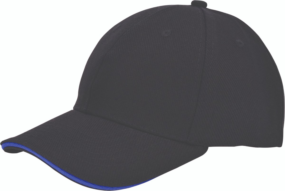 Benza luxe canvas sandwich Baseballcap - Zwart/Kobaltblauw