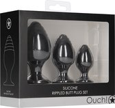 Rippled Butt Plug Set - Black - Butt Plugs & Anal Dildos black