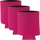 6x Stuks blikjes koeler / koelhoud hoesjes / bierblik hoesjes - fuchsia roze - Frisdrank/bier blikjes koel houden