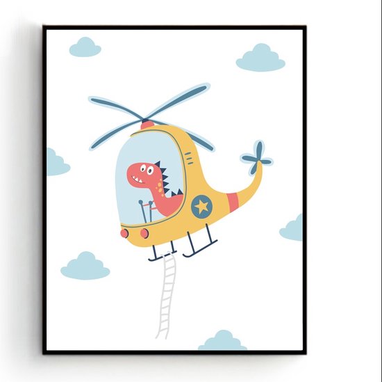 Poster Dinosaurus in Helicopter - Poster