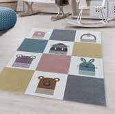 Tapis pour enfants à poil ras Motif de Walrus Ours Lapin Multicolore
