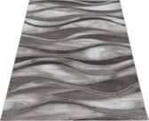 Design vloerkleed voor woonkamer Laagpolig vloerkleed Abstract Waves Pattern Brown Pile