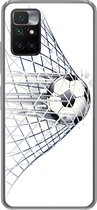 Geschikt voor Xiaomi Redmi 10 hoesje - Een illustratie van een voetbal die het doel in gaat - Jongetjes - Meisjes - Kids - Siliconen Telefoonhoesje