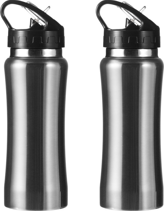 Drinkfles 600 ml - metallic zilver - RVS - Sport bidon | bol.com