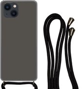 Hoesje met koord Geschikt voor iPhone 13 Mini - Grijs - Kleuren - Effen - Siliconen - Crossbody - Backcover met Koord - Telefoonhoesje met koord - Hoesje met touw