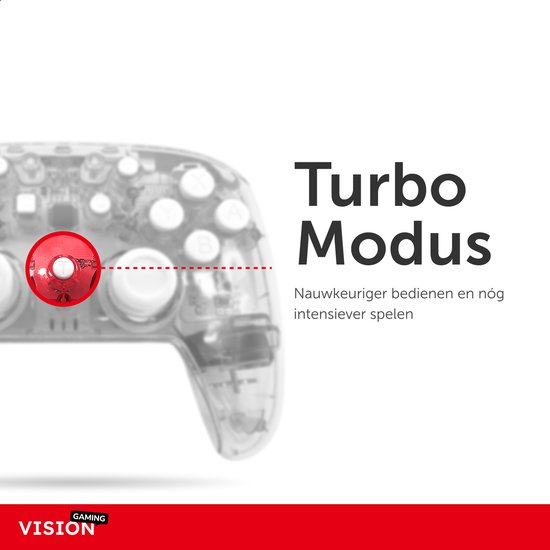 Draadloze Controller - geschikt voor Nintendo Switch Pro - Accessoires - 6-Assige Gyro Sensor - Lange Batterij Duur - Blauw - Vision