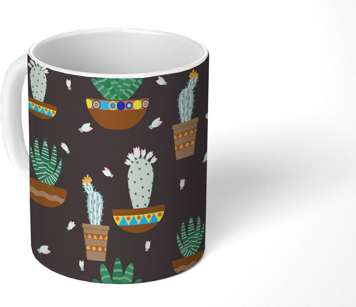 Mok - Koffiemok - Cactus - Patronen - Planten - Mokken - 350 ML - Beker - Koffiemokken - Theemok