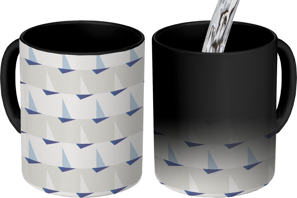 Magische Mok - Foto op Warmte Mokken - Koffiemok - Patronen - Boot - Zee - Magic Mok - Beker - 350 ML - Theemok