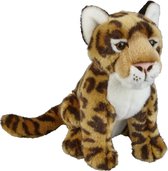 Pluche bruine jaguar/luipaard knuffel 28 cm - Jaguars wilde dieren knuffels - Speelgoed voor kinderen