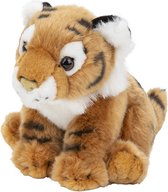 Pluche bruine tijger knuffel van 18 cm - Dieren speelgoed knuffels cadeau - Tijgers Knuffeldieren