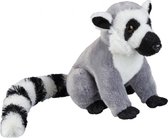 Pluche grijze maki/ringstaart aap/aapje knuffel 18 cm - Apen bosdieren knuffels - Speelgoed voor kinderen