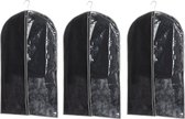 Set van 3x stuks kleding/beschermhoes zwart 100 cm inclusief kledinghangers - Kledingzak met klerenhangers