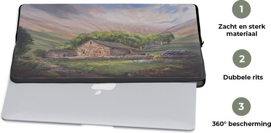 Housse ordinateur portable 17 pouces 41x32 cm - Peinture à l'huile - Housse Macbook & Laptop Peinture à l'huile Ferme - Housse ordinateur portable avec photo