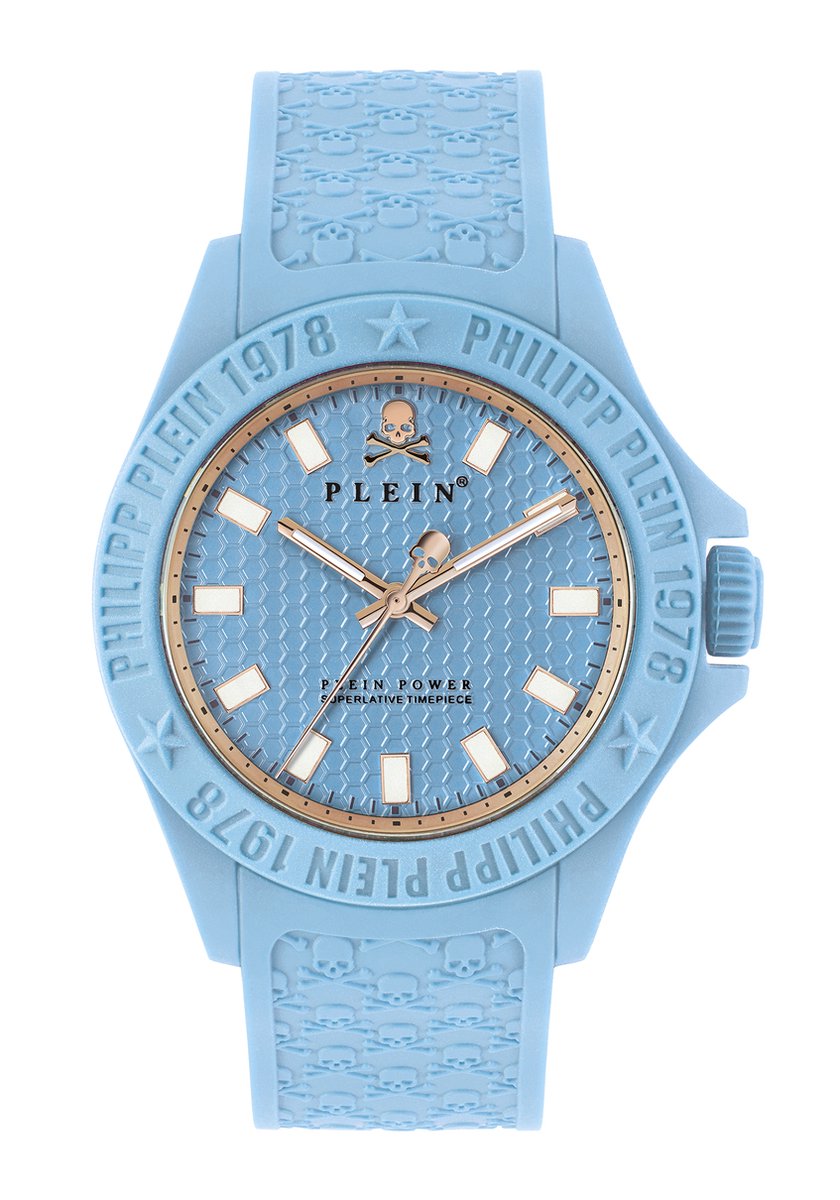 Philipp Plein Plein Power PWKAA0421 Horloge - Siliconen - Blauw - Ø 43 mm